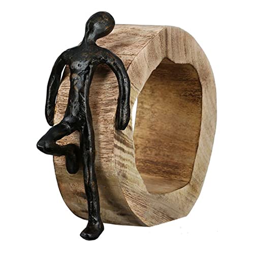 Mangoholz Design Figur, Skulptur mit Spruch und Weisheit ' Charisma LEHNEND ', Massive Mangoholz-Baumscheibe, 19 x 19 x 7 cm, Geschenkidee für besondere Plätze von CmD