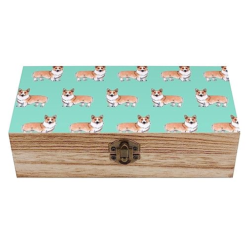 Cmagnifico Quadratische Holzbox, süße Corgi Haustier- und Milchtee-Aufbewahrungsbox aus Holz, dekorative Holzkiste für Sammlerstücke Cmagnifico Quadratische Holzbox, süße Corgi Haustier- und Milchtee-Aufbewahrungsbox aus Holz, dekorative Holzkiste für Sammlerstücke von Cmagnifico