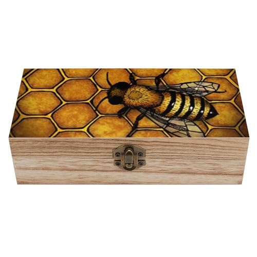 Cmagnifico Quadratische Holzkiste, Bienen-Honigbienen-Aufbewahrungsbox aus Holz, dekorative Holzkiste für Sammlerstücke Cmagnifico Quadratische Holzkiste, Bienen-Honigbienen-Aufbewahrungsbox aus Holz, dekorative Holzkiste für Sammlerstücke von Cmagnifico