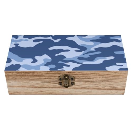 Cmagnifico Quadratische Holzkiste, Blaue Tarnung Holz Aufbewahrungsbox, Dekorative Home Holzkiste für Sammlerstücke Cmagnifico Quadratische Holzkiste, Blaue Tarnung Holz Aufbewahrungsbox, Dekorative Home Holzkiste für Sammlerstücke von Cmagnifico