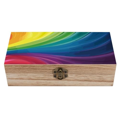 Cmagnifico Quadratische Holzkiste, Bunte Regenbogen Holz Aufbewahrungsbox Dekorative Home Holzkiste für Sammlerstücke Cmagnifico Quadratische Holzkiste, Bunte Regenbogen Holz Aufbewahrungsbox Dekorative Home Holzkiste für Sammlerstücke von Cmagnifico