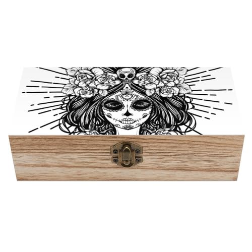 Cmagnifico Quadratische Holzkiste, Dia De Los Muertos Schädel Holz Aufbewahrungsbox Dekorative Home Holzkiste für Sammlerstücke Cmagnifico Quadratische Holzkiste, Dia De Los Muertos Schädel Holz Aufbewahrungsbox Dekorative Home Holzkiste für Sammlerstücke von Cmagnifico
