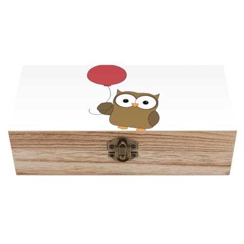 Cmagnifico Quadratische Holzkiste, Eule Ballon Holz Aufbewahrungsbox Dekorative Home Holzkiste für Sammlerstücke von Cmagnifico