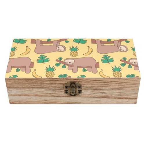 Cmagnifico Quadratische Holzkiste, Faultier Banane Ananas Holz Aufbewahrungsbox Dekorative Home Holzkiste für Sammlerstücke Cmagnifico Quadratische Holzkiste, Faultier Banane Ananas Holz Aufbewahrungsbox Dekorative Home Holzkiste für Sammlerstücke von Cmagnifico