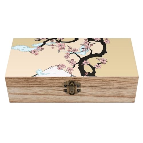 Cmagnifico Quadratische Holzkiste, Fuji Mountain Cherry Tree in Japan Holz Aufbewahrungsbox Dekorative Home Wood Box für Sammlerstücke Cmagnifico Quadratische Holzkiste, Fuji Mountain Cherry Tree in Japan Holz Aufbewahrungsbox Dekorative Home Wood Box für Sammlerstücke von Cmagnifico