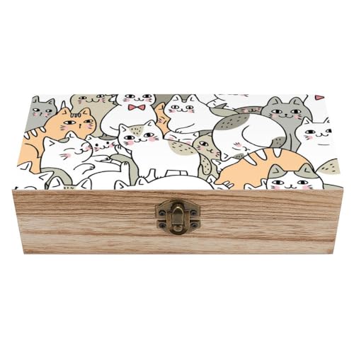 Cmagnifico Quadratische Holzkiste, Katzenmuster, Aufbewahrungsbox aus Holz, dekorative Holzkiste für Sammlerstücke Cmagnifico Quadratische Holzkiste, Katzenmuster, Aufbewahrungsbox aus Holz, dekorative Holzkiste für Sammlerstücke von Cmagnifico
