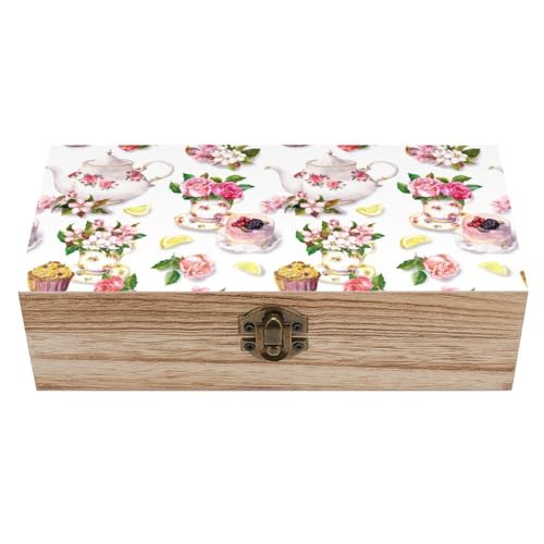 Cmagnifico Quadratische Holzkiste, Kuchen- und Teekanne mit Blumenmuster, dekorative Holzkiste für Sammlerstücke Cmagnifico Quadratische Holzkiste, Kuchen- und Teekanne mit Blumenmuster, dekorative Holzkiste für Sammlerstücke von Cmagnifico
