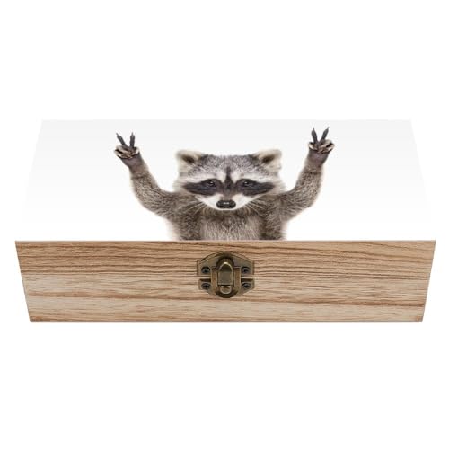 Cmagnifico Quadratische Holzkiste, Niedliche Waschbär Holz Aufbewahrungsbox Dekorative Home Holzkiste für Sammlerstücke Cmagnifico Quadratische Holzkiste, Niedliche Waschbär Holz Aufbewahrungsbox Dekorative Home Holzkiste für Sammlerstücke von Cmagnifico
