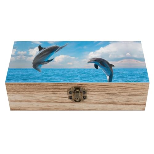 Cmagnifico Quadratische Holzkiste, Zwei Delfine Holz Aufbewahrungsbox Dekorative Home Holzkiste für Sammlerstücke Cmagnifico Quadratische Holzkiste, Zwei Delfine Holz Aufbewahrungsbox Dekorative Home Holzkiste für Sammlerstücke von Cmagnifico