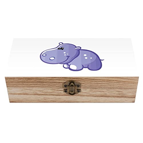 Cmagnifico Quadratische Holzkiste, niedliche Nilpferd-Aufbewahrungsbox aus Holz, dekorative Holzkiste für Sammlerstücke von Cmagnifico