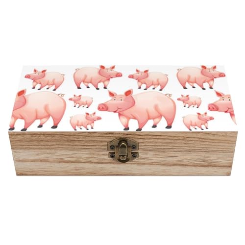 Cmagnifico Quadratische Holzkiste, rosa Cartoon Bauernhof Schwein Holz Aufbewahrungsbox Dekorative Home Holzkiste für Sammlerstücke Cmagnifico Quadratische Holzkiste, rosa Cartoon Bauernhof Schwein Holz Aufbewahrungsbox Dekorative Home Holzkiste für Sammlerstücke von Cmagnifico
