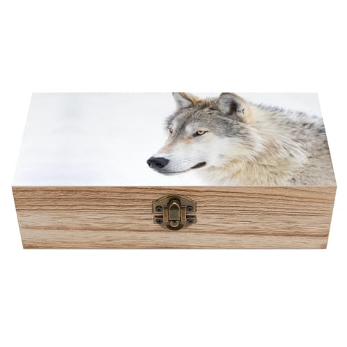Cmagnifico Quadratische Holzkiste Braun Wolf Holz Aufbewahrungsbox Dekorative Home Holzkiste für Sammlerstücke von Cmagnifico