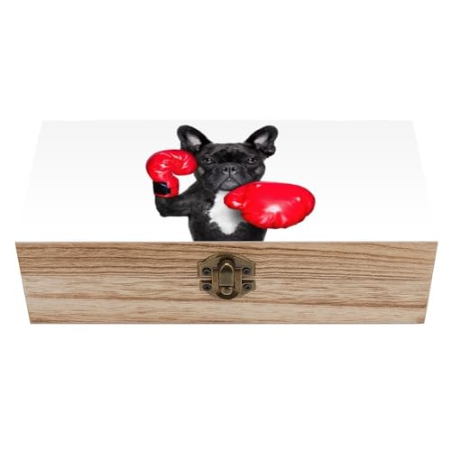 Cmagnifico Quadratische Holzkiste Französische Bulldogge Boxer Holz Aufbewahrungsbox Dekorative Home Holzkiste für Sammlerstücke Cmagnifico Quadratische Holzkiste Französische Bulldogge Boxer Holz Aufbewahrungsbox Dekorative Home Holzkiste für Sammlerstücke von Cmagnifico