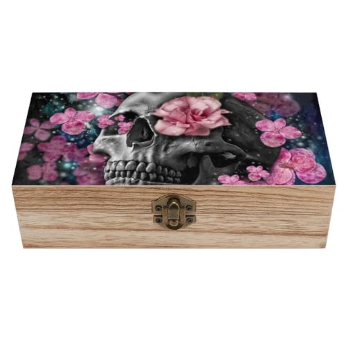 Cmagnifico Quadratische Holzkiste Schädel Blume Holz Aufbewahrungsbox Dekorative Home Holzkiste für Sammlerstücke Cmagnifico Quadratische Holzkiste Schädel Blume Holz Aufbewahrungsbox Dekorative Home Holzkiste für Sammlerstücke von Cmagnifico