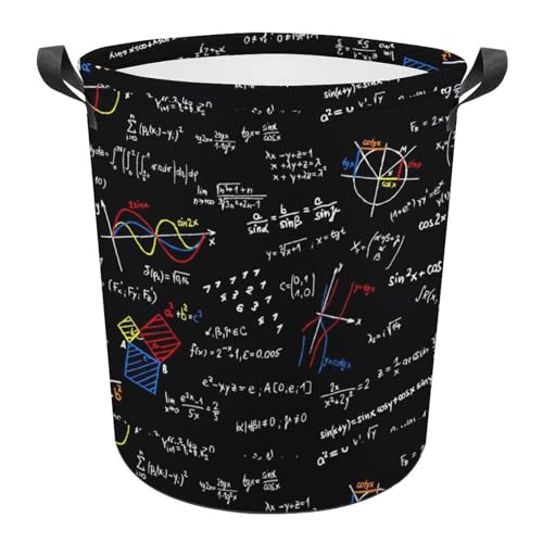 Cmagnifico Wäschekorb Mathematik Linear Mathematik Bildung Wäschekorb mit Griff, Oxford-Tuch mit wasserdichter Beschichtung, tragbar, zusammenklappbar, Grau, 44x35cm von Cmagnifico