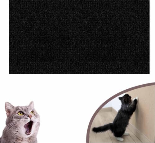 DIY Kletter-Katzenkratzer, zuschneidbarer Katzen-Wandkratzer, Selbstklebender Teppich, matt, an der Wand montierter Katzenkratzer, Katzen-Wandkletter-Klebetuch (Black, 30 * 100cm) von Cmeilau