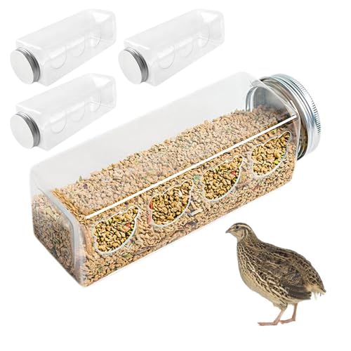 Cndiyald 4pcs Wachtelfutter transparente Kükenfuttermittel Rutin Hühnerfutterkasten Hühnerfutter mit 4 Bärenförmigen Löchern für Küken kleine Vögel, Kükenfutterautomaten Cndiyald 4pcs Wachtelfutter transparente Kükenfuttermittel Rutin Hühnerfutterkasten Hühnerfutter mit 4 Bärenförmigen Löchern für Küken kleine Vögel, Kükenfutterautomaten von Cndiyald