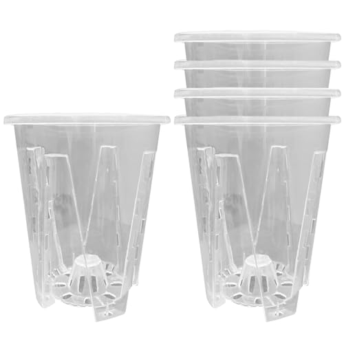Cndiyald Orchidtöpfe 5pcs klare Blütentöpfe mit Entwässerungslöchern Plastik Orchideen Pflanzer atmungsablöschter klare Pflanzentöpfe für Orchideen, Sukkulenten, Zimmerpflanzen von Cndiyald