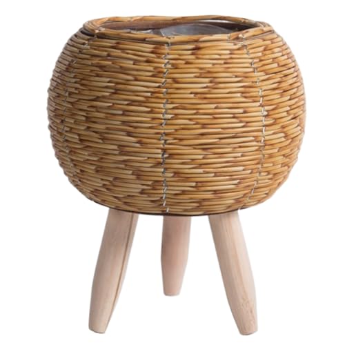 Cndiyald Rattan Pflanzenständer, Pflanzentopf mit Beinen, 3,9 '' rustikaler Weidenpflanzenstand, Kleiner Pflanzgefäßhalter, stehender Pflanzentopf für Balkon Apartment Salon Desktop Dekor 1 von Cndiyald