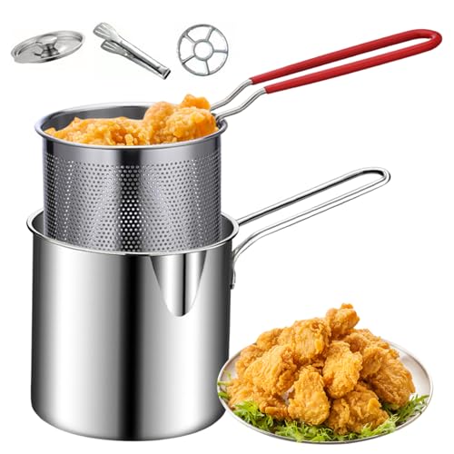 Mini Fryer Frittyer, Edelstahl-Fritteuchsen-Topf mit Anti-Scenen-Griff, Fritteuchsenpfanne mit Korb, Mini-Fritteuse für Tempura-Chips, Pommes, Fisch und Hühnchen Mini Fryer Frittyer, Edelstahl-Fritteuchsen-Topf mit Anti-Scenen-Griff, Fritteuchsenpfanne mit Korb, Mini-Fritteuse für Tempura-Chips, Pommes, Fisch und Hühnchen von Cndiyald