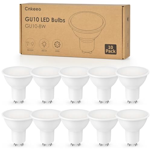 Cnkeeo GU10 LED Lampe ZHONGSHAN YISHE LIGHTING CO.,LTD Warmweiß 3000K, 8W GU10 LED Leuchtmittel mit 880 Lumen, Abstrahlwinkel 120°, Nicht Dimmbar, Flimmerfrei, Reflektorlampe, 10er-Pack von Cnkeeo