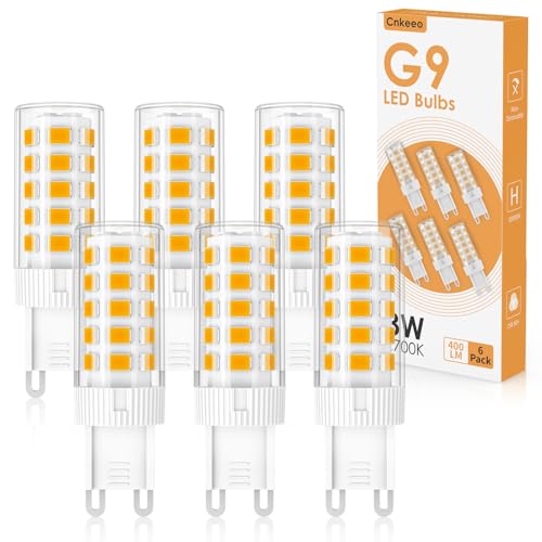 G9 LED Lampe Warmweiß 2700K, Cnkeeo 3W G9 LED Leuchtmittel Ersatz 30-40W Halogenlampen, 400LM, 360° Abstrahlwinkel, Nicht Dimmbar Kein Flimmern, Geeignet für Kronleuchter Interieur Dekoration 6er Pack von Cnkeeo