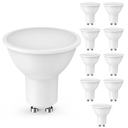 Cnkeeo GU10 LED Bombilla Potentisima, Bombilla 5W Caliente Blanco 3000K, Ángulo de haz de 120°, Bombillas Led de Pack de 10 [Clase de Eficiencia Energética F] von Cnkeeo