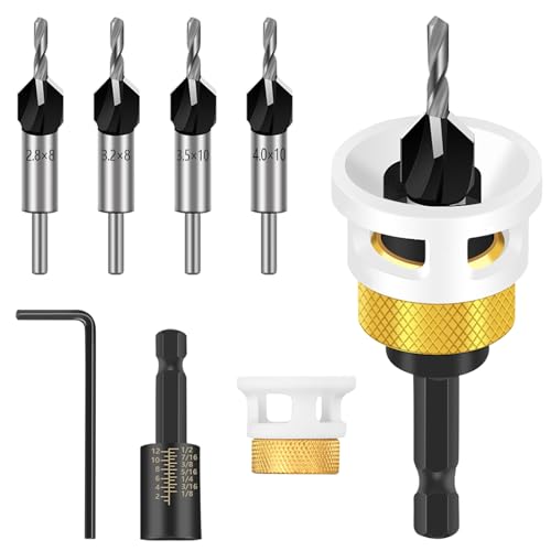 6 tlg Kegelsenker Bohrer Set Bohrsenker Mit Tiefenanschlag Praktischer 1/4" Sechskantgriff Senkbohrer Holz Aus Robust HSS-M2-Material PräZises Bohren Geeignet FüR Heimwerker Holzarbeiter 6 tlg Kegelsenker Bohrer Set Bohrsenker Mit Tiefenanschlag Praktischer 1/4" Sechskantgriff Senkbohrer Holz Aus Robust HSS-M2-Material PräZises Bohren Geeignet FüR Heimwerker Holzarbeiter von CnosDB