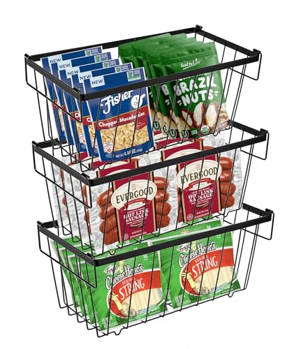 CnosDB 3 StüCk Gefriertruhe Korb, Metall Gefrierschrank Organizer Stapelbare DrahtköRbe Mit Griff Und Rutschfestem Boden Drahtkorb Schwarz FüR KüHlschrank Schrank KüChe 37,3 x 17,6 x 15,2 cm CnosDB 3 StüCk Gefriertruhe Korb, Metall Gefrierschrank Organizer Stapelbare DrahtköRbe Mit Griff Und Rutschfestem Boden Drahtkorb Schwarz FüR KüHlschrank Schrank KüChe 37,3 x 17,6 x 15,2 cm von CnosDB