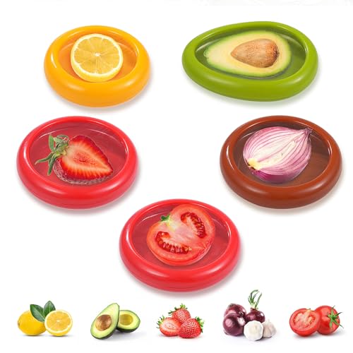CnosDB 5 StüCk Silikon FrischhaltebehäLter Fresh Food Container Avocado Zwiebel Tomate Zitrone Aufbewahrung Wiederverwendbar Obst Aufbewahrung KüHlschrank FüR Die Heimische KüChe von CnosDB