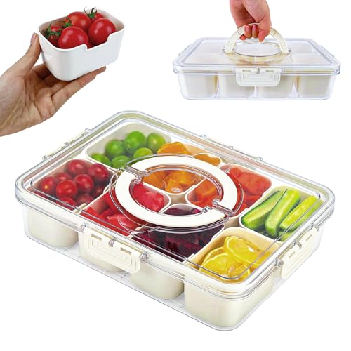 CnosDB Snackbox Mit FäChern, Snackteller Mit 8 FäChern und Griff Wiederverwendbar Snackdose Tragbar Snackboxen FüR SüßIgkeiten Obst Keksen Dessert GemüSe NüSse CnosDB Snackbox Mit FäChern, Snackteller Mit 8 FäChern und Griff Wiederverwendbar Snackdose Tragbar Snackboxen FüR SüßIgkeiten Obst Keksen Dessert GemüSe NüSse von CnosDB