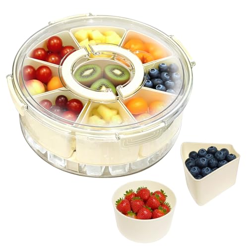 CnosDB Snackbox Mit FäChern, Snackteller Mit 9 FäChern und Eisschicht Wiederverwendbar Runden Snackdose Tragbar Snackboxen FüR SüßIgkeiten Obst Keksen Dessert GemüSe NüSse CnosDB Snackbox Mit FäChern, Snackteller Mit 9 FäChern und Eisschicht Wiederverwendbar Runden Snackdose Tragbar Snackboxen FüR SüßIgkeiten Obst Keksen Dessert GemüSe NüSse von CnosDB