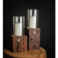 Kerzenständer - 2Er Set Mit Windlichtern Altholz Eiche Medium Kerzenständer - 2Er Set Mit Windlichtern Altholz Eiche Medium von CnotaArt