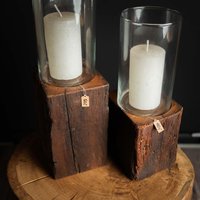 Kerzenständer - 2Er Set Mit Windlichtern Altholz Eiche Medium Kerzenständer - 2Er Set Mit Windlichtern Altholz Eiche Medium von CnotaArt