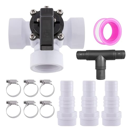 Cnrfeoap 12 Teilige Pool Bypass Ventile Mit 3 Wege Anschluss Und ABS Adaptern Für Sandfiltersysteme Umfassen Edelstahlklemmen Edelstahlschlauchklemmen Für Sandfilter von Cnrfeoap