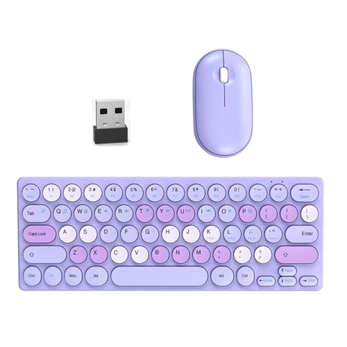 Cnrfeoap Dünne Tastaturen mit geräuschlosem Combo, 2,40 g Empfänger, 64 Tasten, Layout für Computer und Laptop von Cnrfeoap