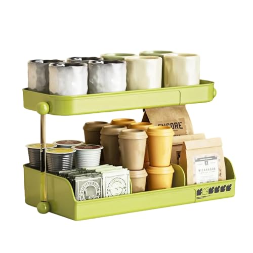 Cnrfeoap Freistehende Raumsparende Gewürze Zwei Küchenarbeitsplatte Kaffeetassen Organizer Multifunktionaler Tassenhalter Doppelkorb Gewürze von Cnrfeoap