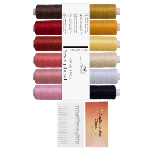 Farbbeständiges Polyester-Nähgarn, 12 Farben, Zubehör für häufiges Waschen, Polyestergarn zum Basteln Farbbeständiges Polyester-Nähgarn, 12 Farben, Zubehör für häufiges Waschen, Polyestergarn zum Basteln von Cnrfeoap