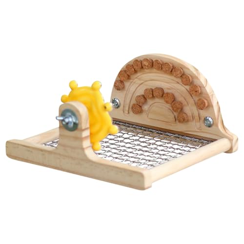 Natürliches Holz-Kauspielzeug mit Metallgitter-Basis, drehbares Zahnrad, Holzkork, Papageien, geistige Stimulation, Spielzeug, Vogelkäfig-Zubehör von Cnrfeoap