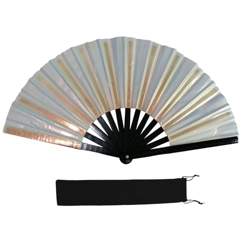 Reflektierender, schimmernder, mehrfarbiger faltbarer Handventilator für Tanz- und Fitness-Aktivitäten, bequemer Griff und einfach zu bedienender Taichi-Performance-Ventilator von Cnrfeoap