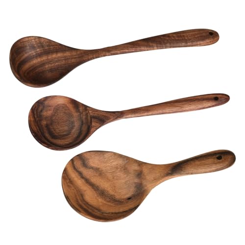 Schöpfkelle aus natürlichem Holz mit hitzebeständiger Beschichtung, langer Griff, Rührlöffel für Suppen, Saucen und Familienkochen, ergonomisches Küchenwerkzeug-Set von Cnrfeoap