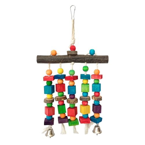 Vogel-Kauspielzeug aus Holz, bunt, für kleine bis große Papageien, Schnabelpflege, Vogelstange von Cnrfeoap