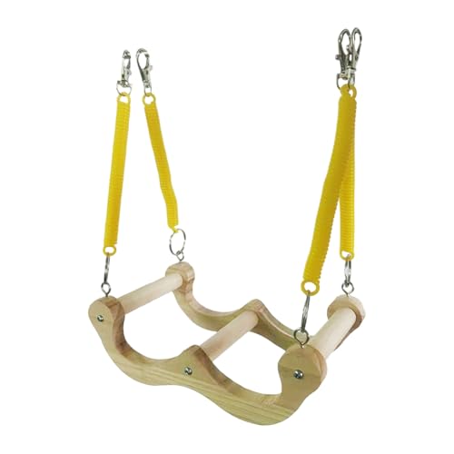 Vogelschaukel aus Massivholz mit hoher Elastizität, Federmechanismus, sichere kaubare Sitzstange für Papageien, Käfiganreicherung, Vogelsitz-Schaukel aus Holz von Cnrfeoap