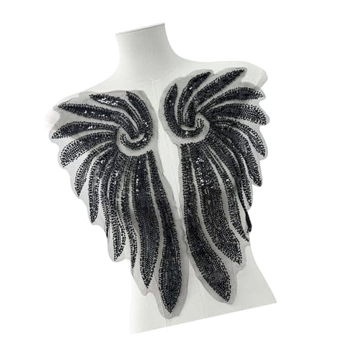 Wiederverwendbare Perlen-Nähflügel, bestickt mit metallischen Pailletten, ideal für formelle Anlässe, Abendkleider, bestickte Perlenflügel Wiederverwendbare Perlen-Nähflügel, bestickt mit metallischen Pailletten, ideal für formelle Anlässe, Abendkleider, bestickte Perlenflügel von Cnrfeoap