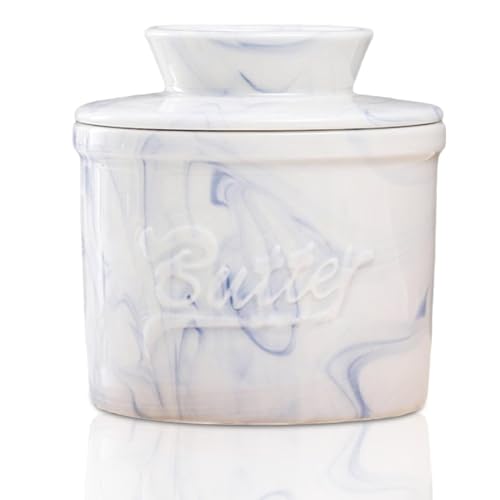 Cnwinu Butterglocke Keramik,Französische Butterdose Keramik,Butterdose Wassergekühlt,Butterdosen mit Deckel,Butterfass,Französischer Buttertopf,Butterbehälter für Frische und Streichfähige Butter von Cnwinu