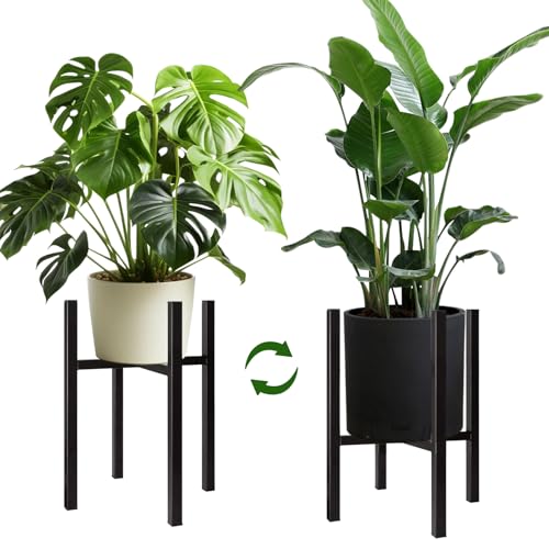 Cnwinu Pflanzenständer Metall, Blumentopfständer aus Eisen, Verstellbarer Blumenständer blumenständer Schwarz für Töpfe Innen und Außenbereich, Wetterfester und Robuster, Verstellbare Breite 20-34cm von Cnwinu