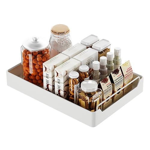 Cnwinu Teleskopschublade,slide Out Drawer Küchenschrank Organizer Mit Griff,ausziehbare Schublade Küche,küchen Gewürzregal Schubladen Organizer Organizer,teleskopschublade Zum Nachrüsten (Weiß) von Cnwinu