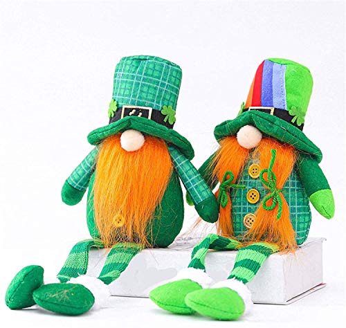 CoCokahu 2PCS St.Patrick's Day Gnom Tomte Grüner Skandinavischer Gnom Kobold Tomte Handgemachtes Geschenk des Irischen Heiligen Paddy's Day, Shamrocks Figur St. Patricks Day Dekoration von CoCokahu
