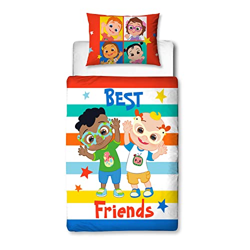 Character World CoComelon Schlafzimmer-Serie mit niedlichem Design, wendbar, zweiseitig, offiziell lizenziert, für Kleinkinderbett, Bettbezug mit passendem Kissenbezug von Character World