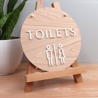 Toilette Schild Geschäft Aus Holz - Restroom Schild, Wc Türschild, Badezimmer Türschild Holz von CoCreativeDesign
